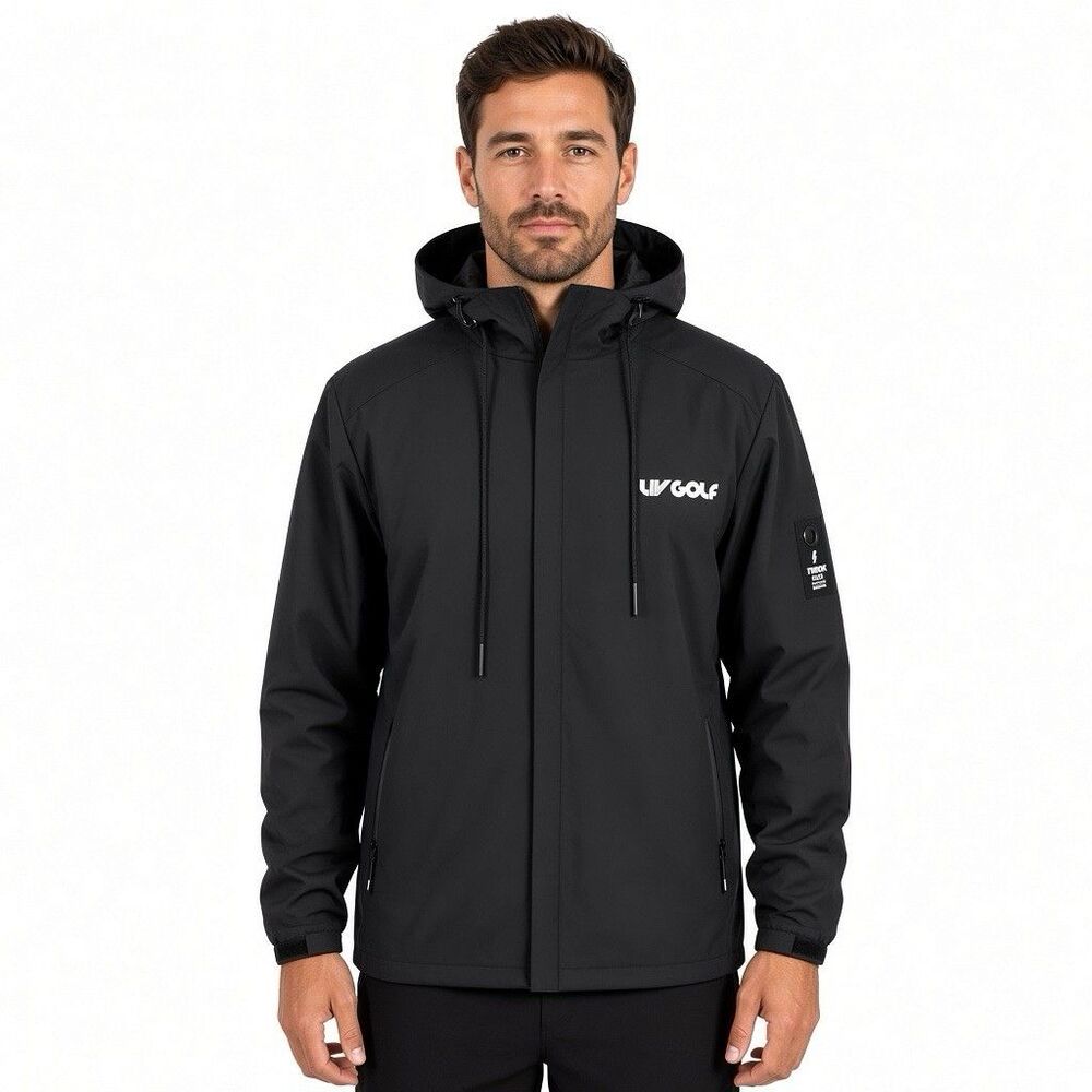 LIV Golf Typhoon Full Zip Hooded Wind Rain Lightweight Jacket Mens 2XL